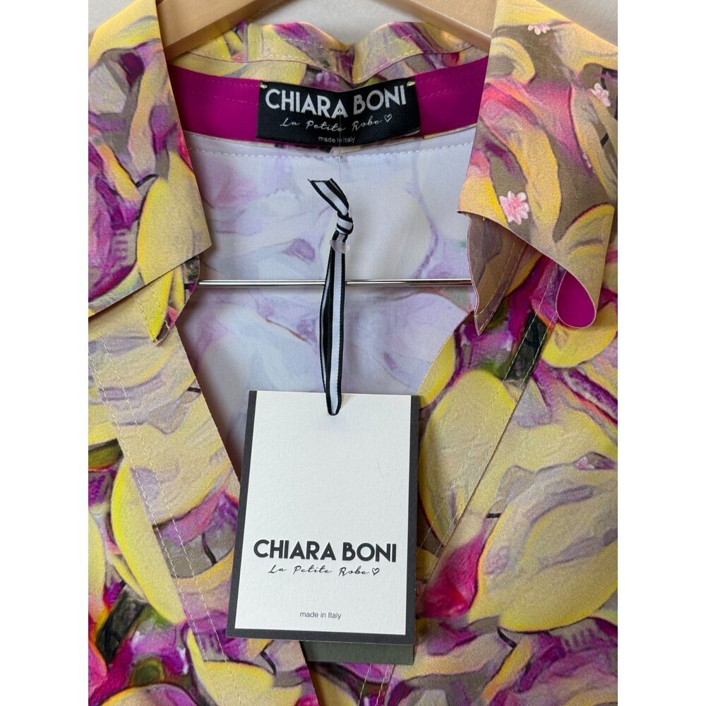 Chiara Boni Pink and Yellow Button Down Shirt - Picture 6 of 8